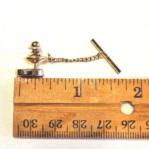 Vintage Etched Sunburst Gold Toned Tie Tack Lapel Pin - Picture 5 of 5